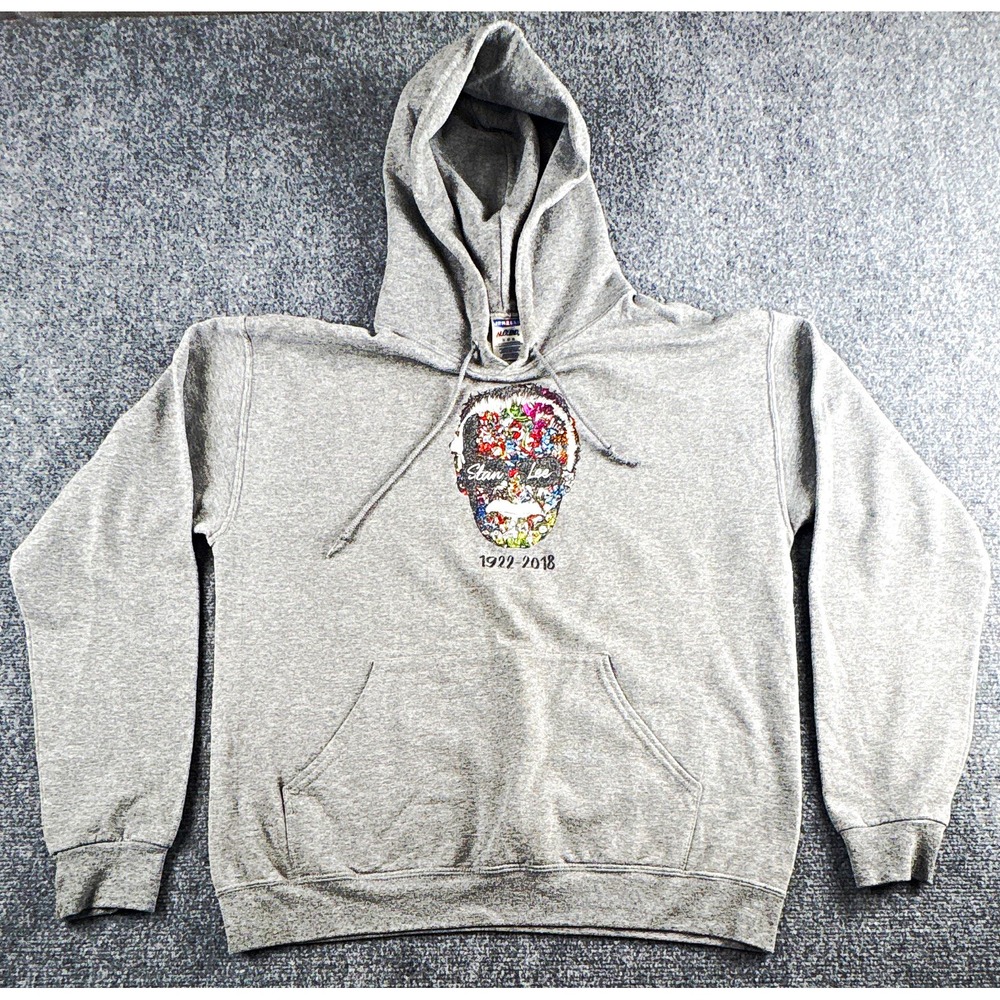 Jerzees NuBlend Gray Stan Lee Graphic Pullover Hoodie Fleece Men's M